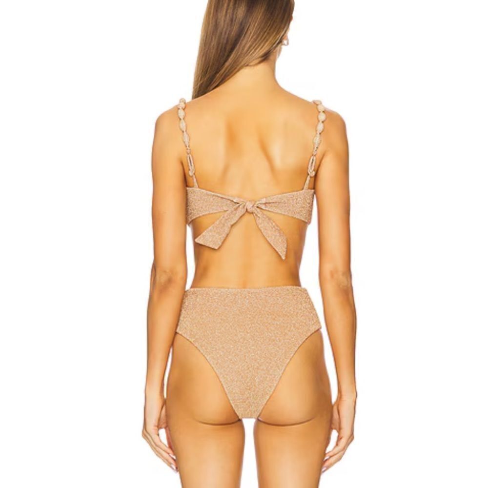 Devon Windsor REVOLVE Pippa one Piece Gold Glitter Swimsuit metallic swimwear XS - Picture 3 of 11